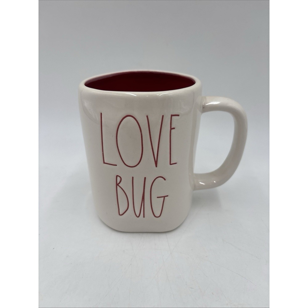 RAE DUNN Artisan Collection LOVE BUG White Ceramic Coffee Mug Valentine's Day